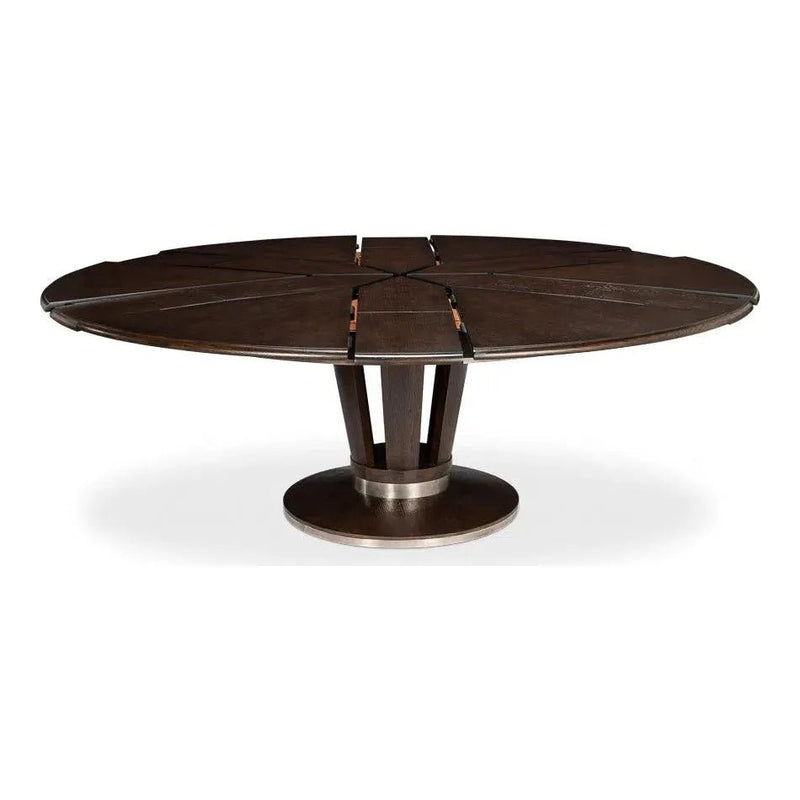 Soho Jupe Extendable Round Dining Table Burnt Brown - LOOMLAN - Sarreid - Dining Tables