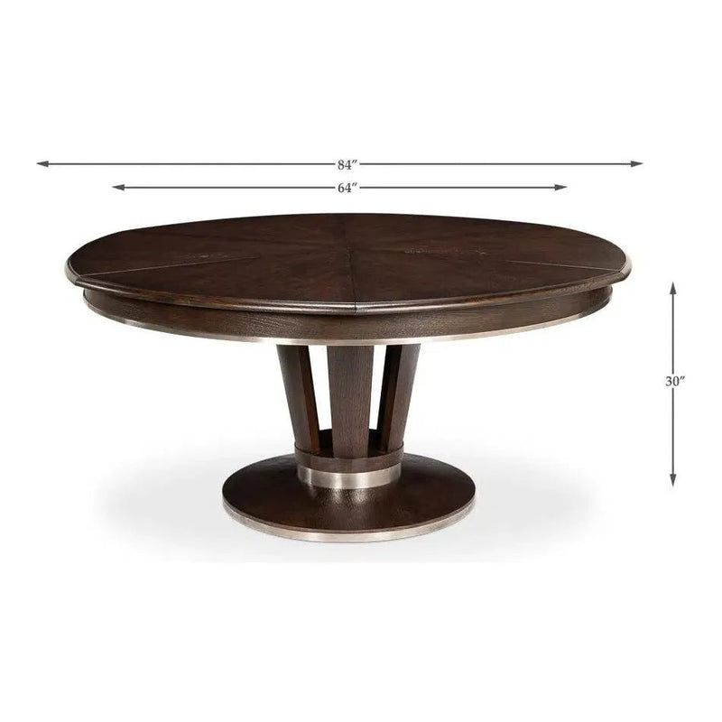 Soho Jupe Extendable Round Dining Table Burnt Brown - LOOMLAN - Sarreid - Dining Tables