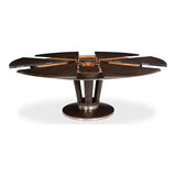 Soho Jupe Extendable Round Dining Table Burnt Brown - LOOMLAN - Sarreid - Dining Tables