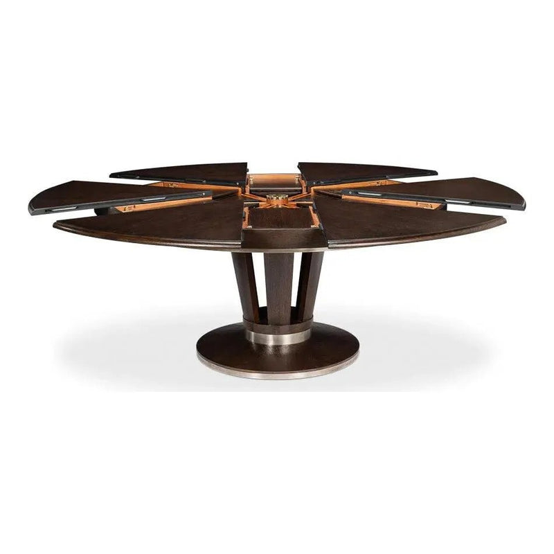Soho Jupe Extendable Round Dining Table Burnt Brown - LOOMLAN - Sarreid - Dining Tables