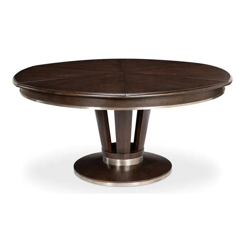 Soho Jupe Extendable Round Dining Table Burnt Brown - LOOMLAN - Sarreid - Dining Tables