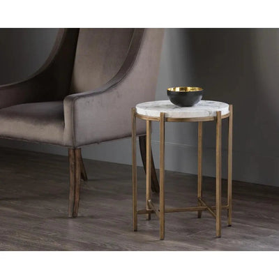 Solana End Table With Marble Top Base - LOOMLAN - SUNPAN - Side Tables