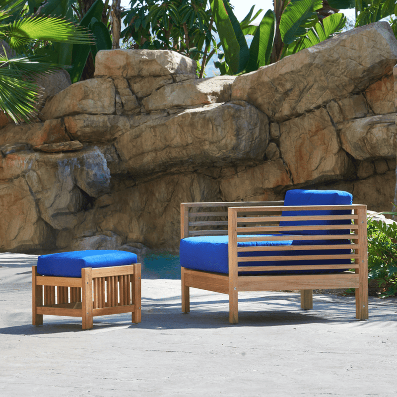 Soleil Teak Patio Lounge Set with Sunbrella 2PC - LOOMLAN - HiTeak - Outdoor Lounge Sets