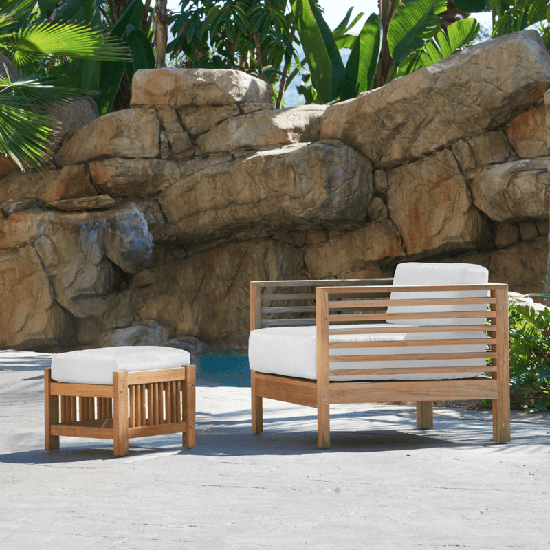 Soleil Teak Patio Lounge Set with Sunbrella 2PC - LOOMLAN - HiTeak - Outdoor Lounge Sets