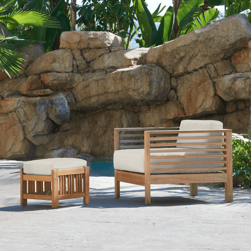 Soleil Teak Patio Lounge Set with Sunbrella 2PC - LOOMLAN - HiTeak - Outdoor Lounge Sets