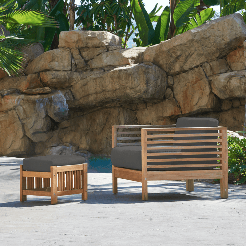 Soleil Teak Patio Lounge Set with Sunbrella 2PC - LOOMLAN - HiTeak - Outdoor Lounge Sets