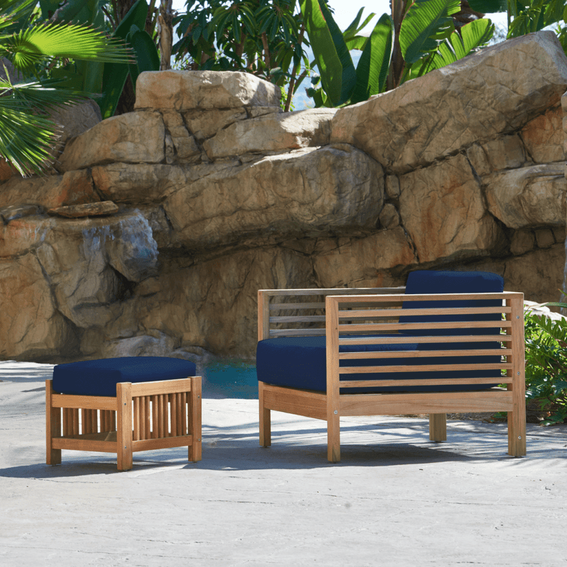 Soleil Teak Patio Lounge Set with Sunbrella 2PC - LOOMLAN - HiTeak - Outdoor Lounge Sets