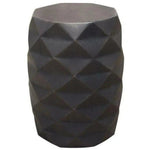 Solid Wood Accent Table Grey Geometric Motif - LOOMLAN - Diamond Sofa - Side Tables