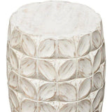 Solid Wood Accent Table White Leaf Motif - LOOMLAN - Diamond Sofa - Side Tables