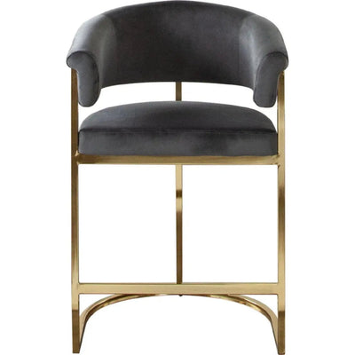 Solstice Counter Stoolin Grey VelvetGold Metal - LOOMLAN - Diamond Sofa - Counter Stools