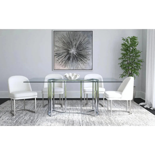 Sophia Chrome & Glass Silver Rectangular Dining Table - LOOMLAN - Bassett Mirror - Dining Tables