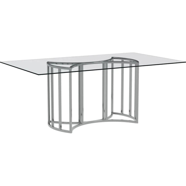 Sophia Chrome & Glass Silver Rectangular Dining Table - LOOMLAN - Bassett Mirror - Dining Tables