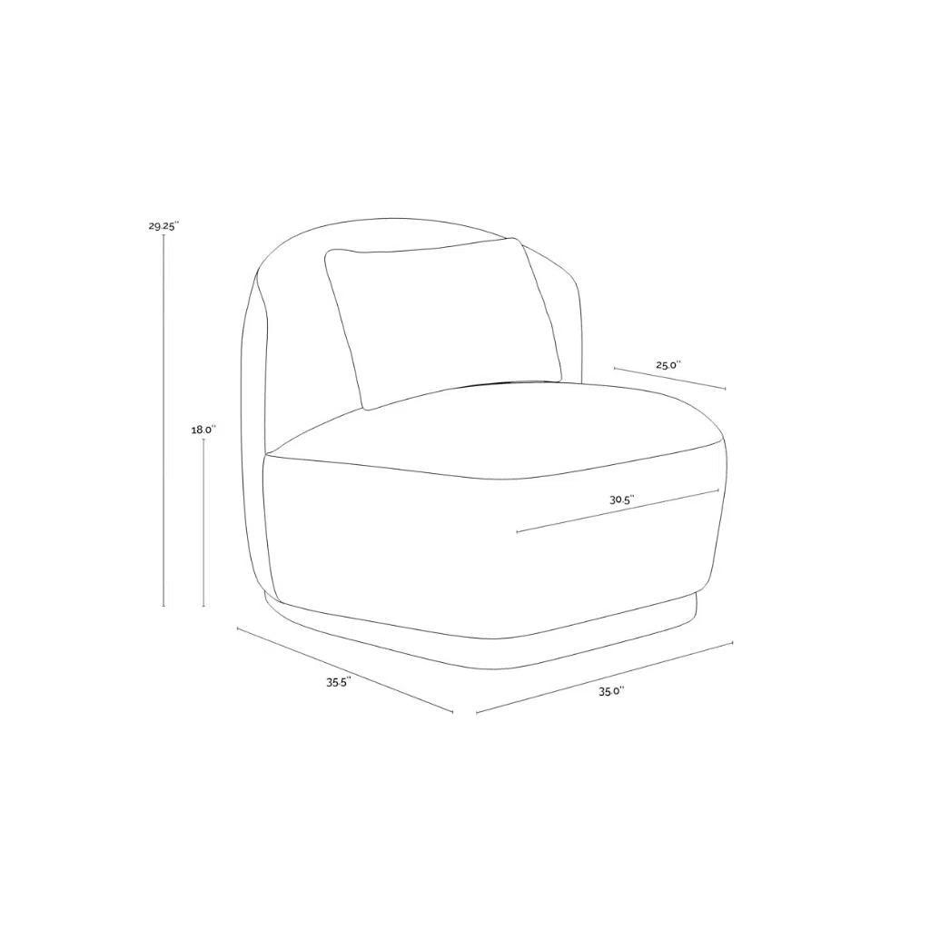 Soraya Fabric Swivel Armless Chair - LOOMLAN - SUNPAN - Club Chairs