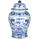 South Sea Blue & White Large Temple Jar - LOOMLAN - Currey & Co - Vases & Jars