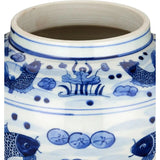 South Sea Blue & White Medium Temple Jar - LOOMLAN - Currey & Co - Vases & Jars