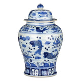 South Sea Blue & White Medium Temple Jar - LOOMLAN - Currey & Co - Vases & Jars