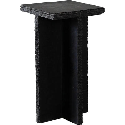 Spectre Slat Stone Black Square Accent Table - LOOMLAN - Diamond Sofa - Side Tables