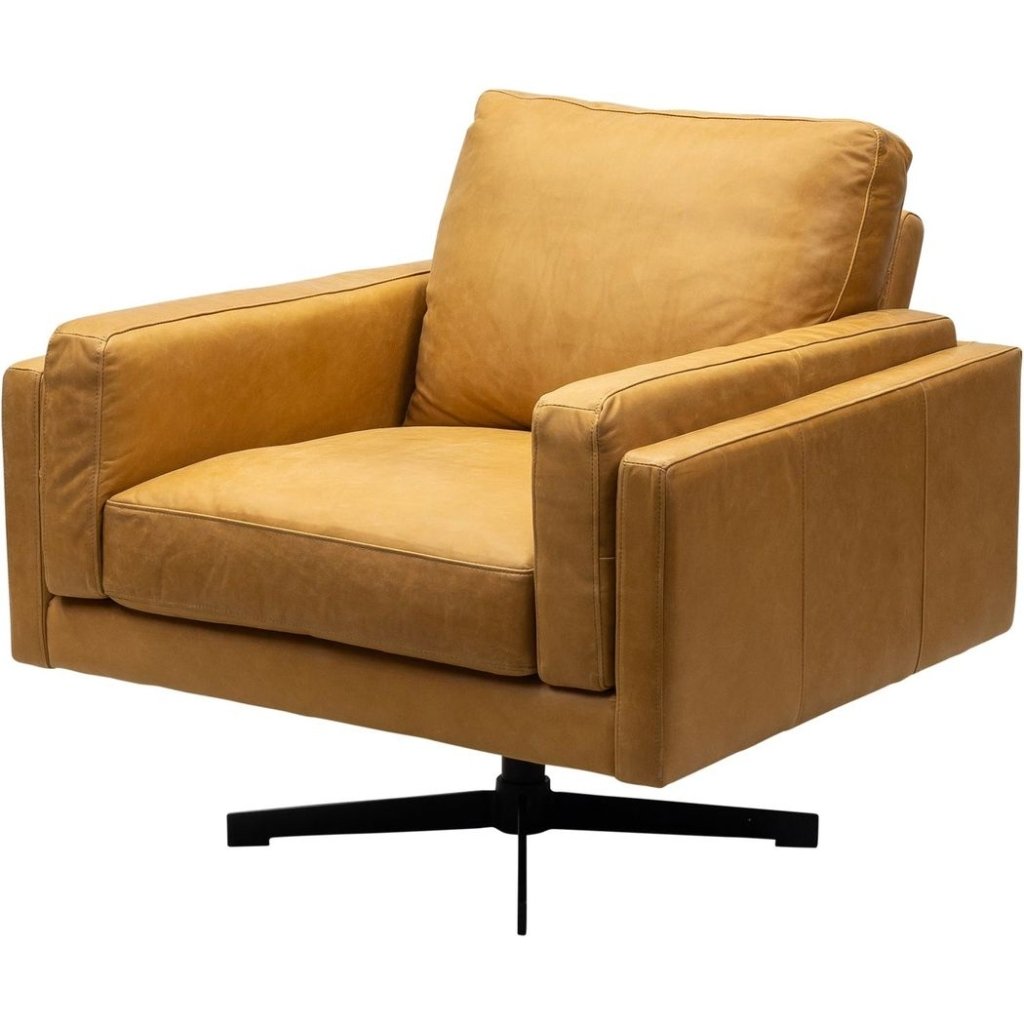 Spencer Leather Modern Swivel Chair - LOOMLAN - Olivia + Quinn - Club Chairs