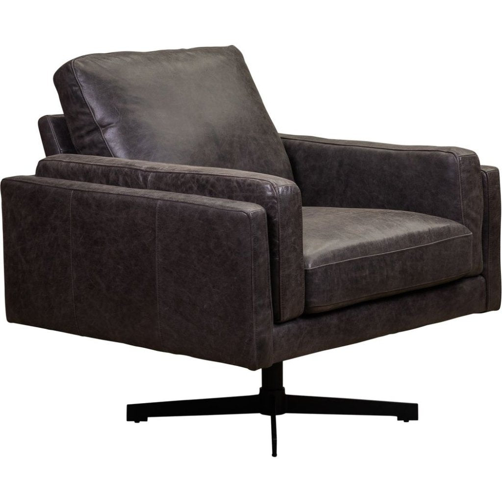 Spencer Leather Modern Swivel Chair - LOOMLAN - Olivia + Quinn - Club Chairs