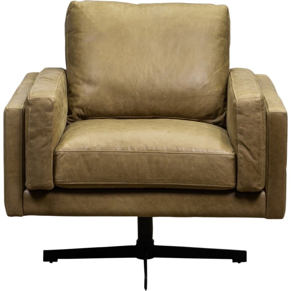 Spencer Leather Modern Swivel Chair - LOOMLAN - Olivia + Quinn - Club Chairs