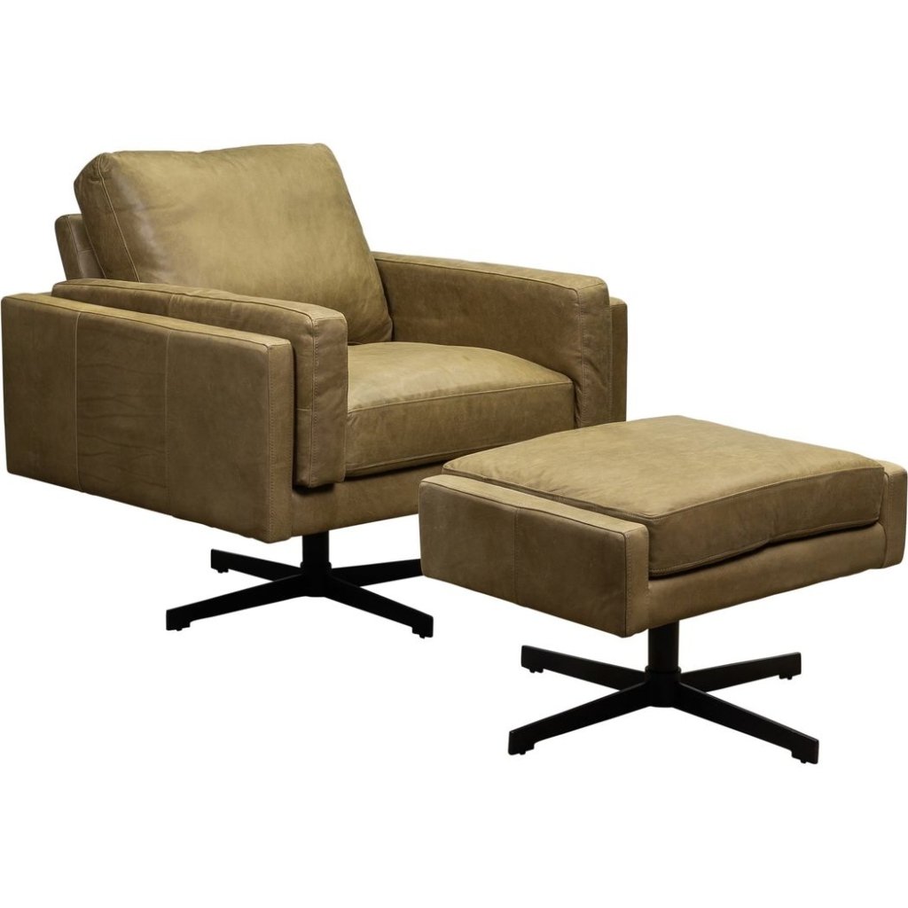 Spencer Leather Modern Swivel Chair - LOOMLAN - Olivia + Quinn - Club Chairs