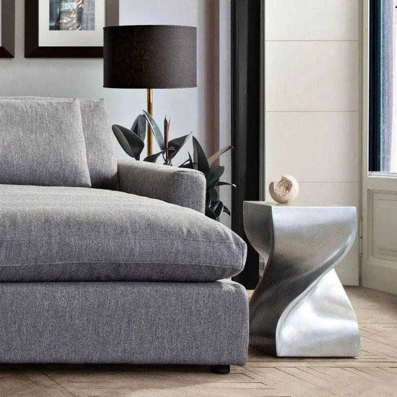 Spire Square Accent Table Casted Aluminum Nickel - LOOMLAN - Diamond Sofa - Side Tables