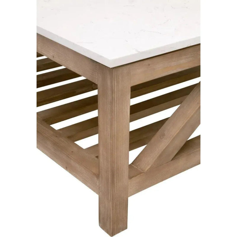 Spruce Square Coffee Table Reclaimed Pine White Quartz - LOOMLAN - Essentials For Living - Coffee Tables