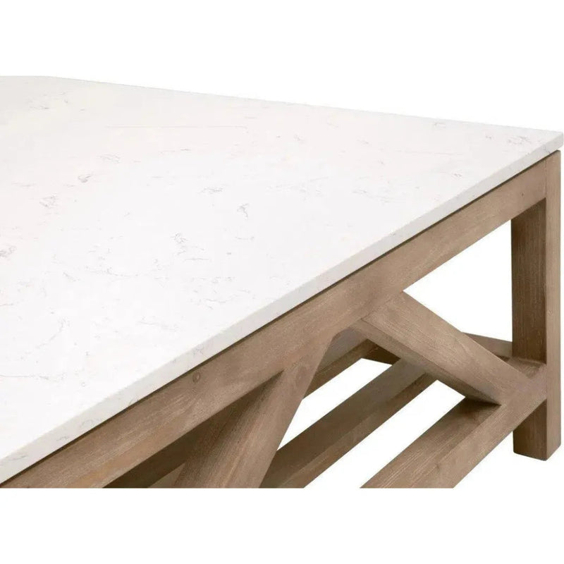 Spruce Square Coffee Table Reclaimed Pine White Quartz - LOOMLAN - Essentials For Living - Coffee Tables