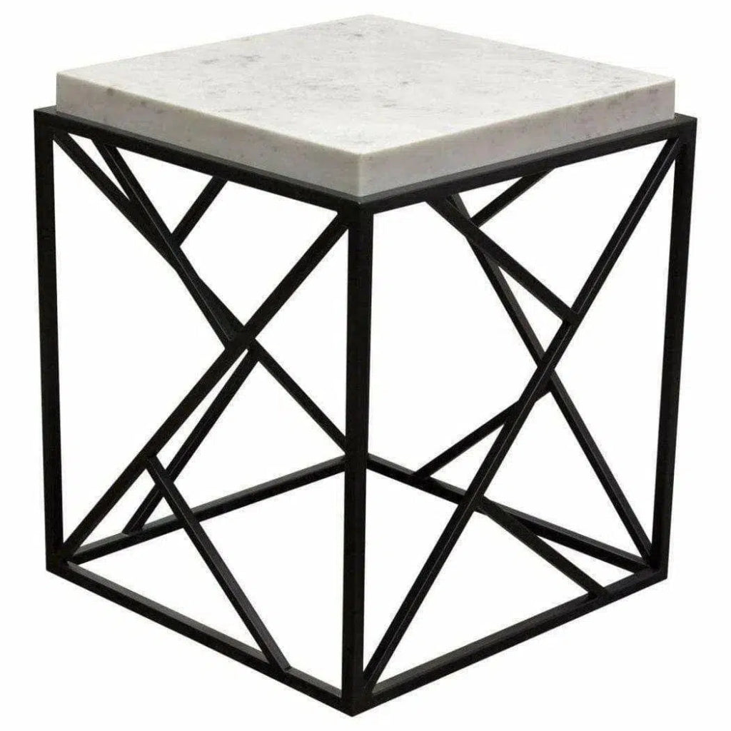 Square Accent Table Genuine Grey Marble Top - LOOMLAN - Diamond Sofa - Side Tables