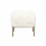 Square Tibet Ottoman White Fur Smoke Gray Oak - LOOMLAN - Essentials For Living - Poufs and Stools