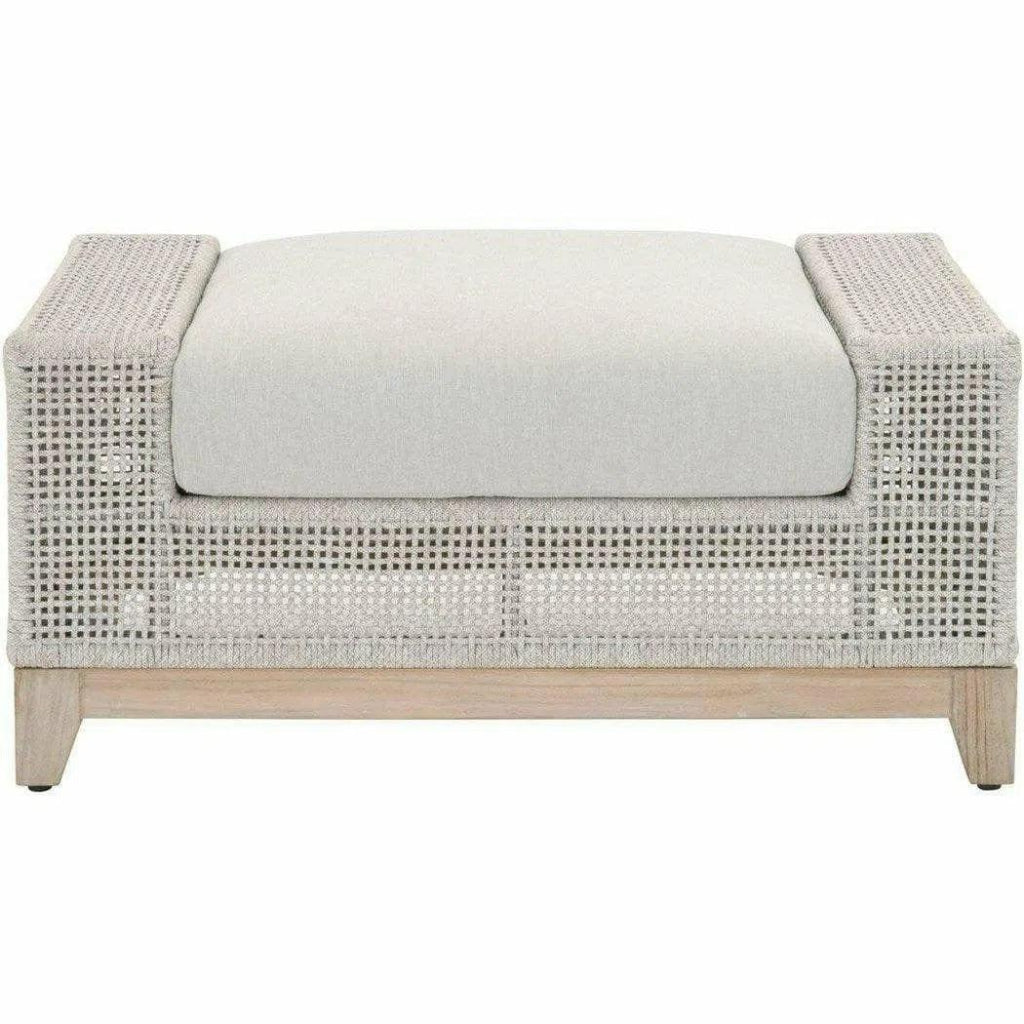 Square Tropez Outdoor Ottoman Taupe Rope - LOOMLAN - Essentials For Living - Outdoor Modulars