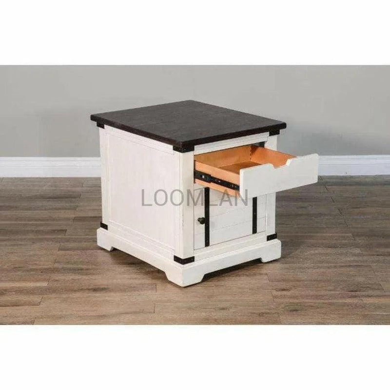 Square Wood End Table 1 Drawer - LOOMLAN - Sunny D - Side Tables