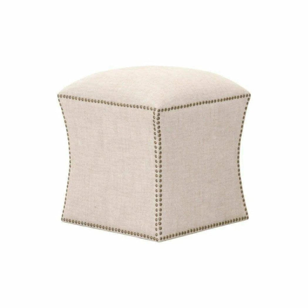 Square York Ottoman Bisque French Linen - LOOMLAN - Essentials For Living - Ottomans