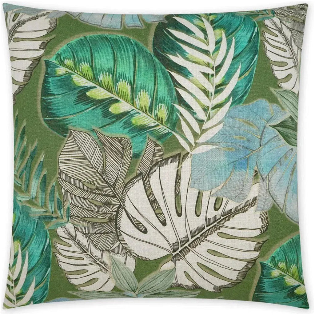 St. Lucia Floral Beach Green Large Throw Pillow Insert - LOOMLAN - D.V. Kap - Throw Pillows