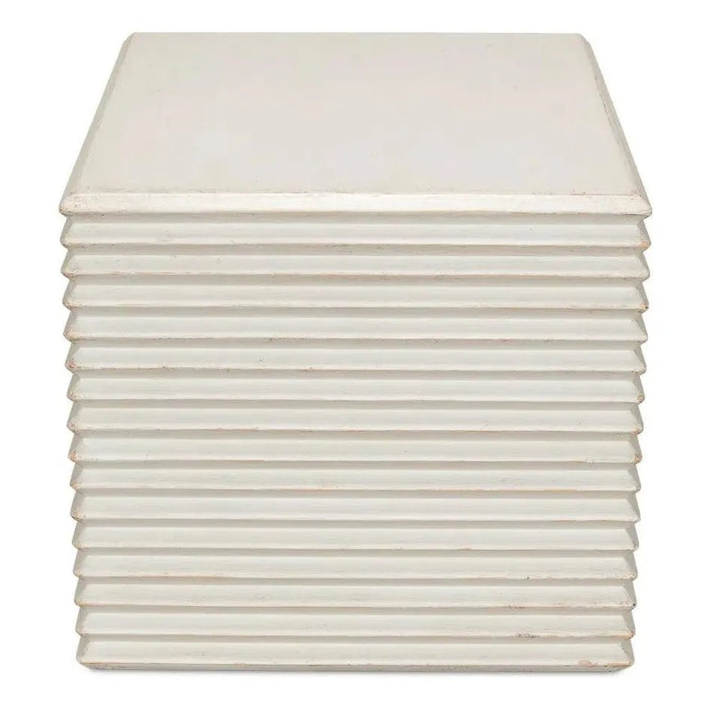 Stacked Stool Antique White - LOOMLAN - Sarreid - Side Tables