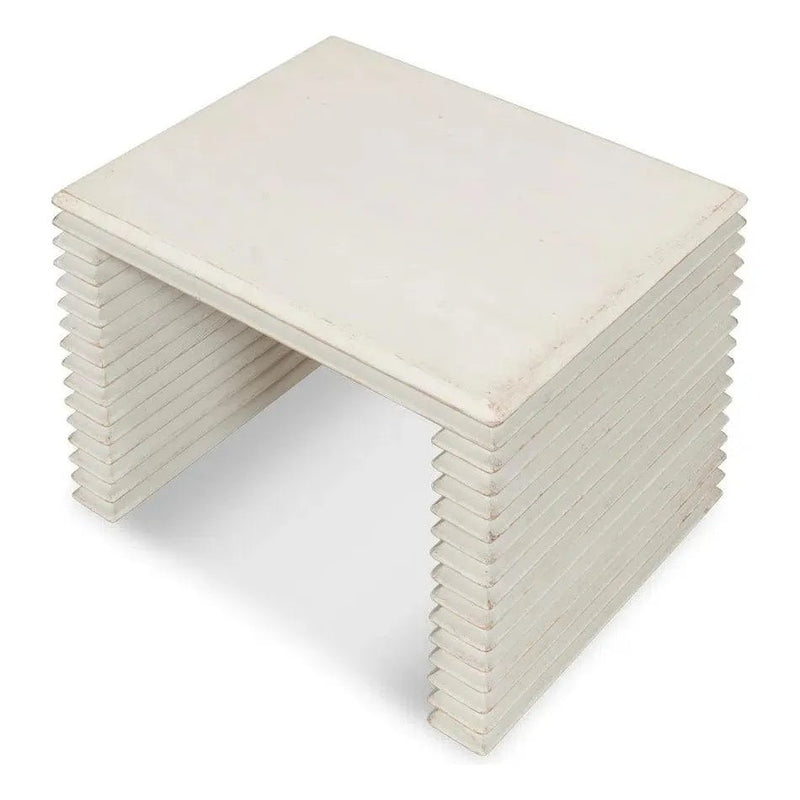 Stacked Stool Antique White - LOOMLAN - Sarreid - Side Tables