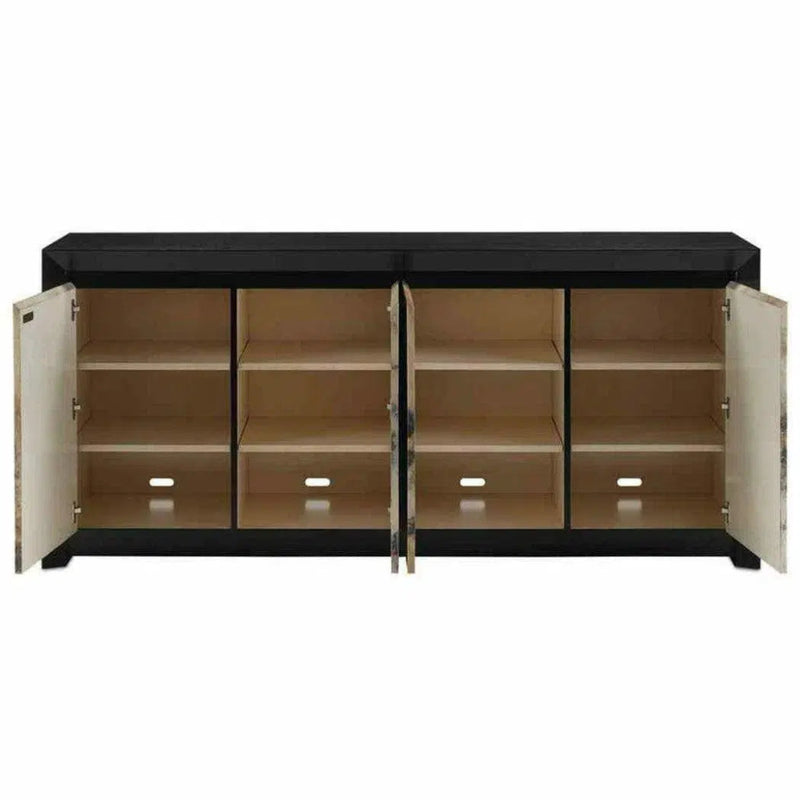 Stained Vellum Caviar Black Karlson Credenza - LOOMLAN - Currey & Co - Sideboards