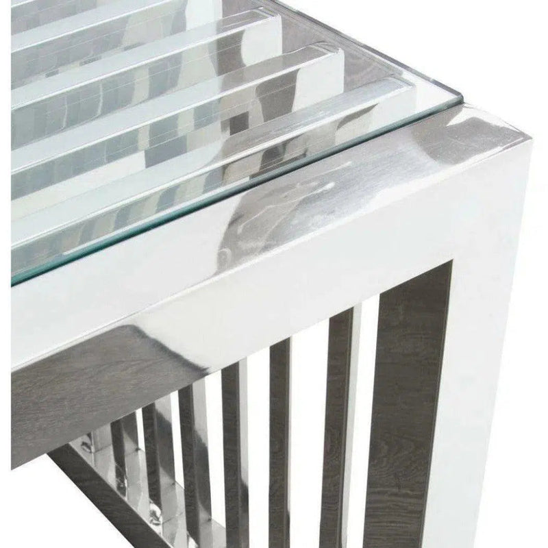 Stainless Steel Cocktail Table Clear Tempered Glass Top - LOOMLAN - Diamond Sofa - Coffee Tables