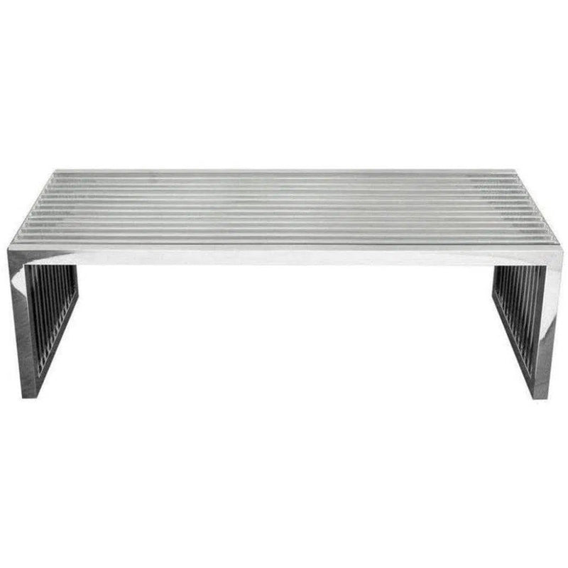 Stainless Steel Cocktail Table Clear Tempered Glass Top - LOOMLAN - Diamond Sofa - Coffee Tables