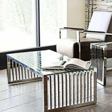 Stainless Steel Cocktail Table Clear Tempered Glass Top - LOOMLAN - Diamond Sofa - Coffee Tables