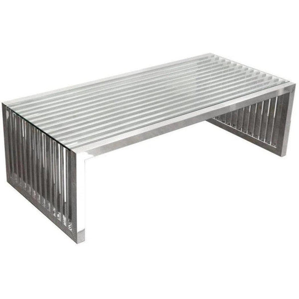 Stainless Steel Cocktail Table Clear Tempered Glass Top - LOOMLAN - Diamond Sofa - Coffee Tables