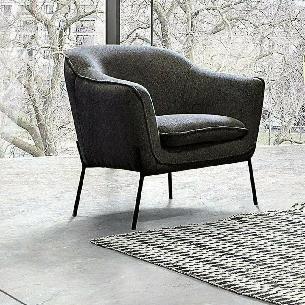 Status Grey Fabric Accent Chair Black Metal Legs - LOOMLAN - Diamond Sofa - Accent Chairs