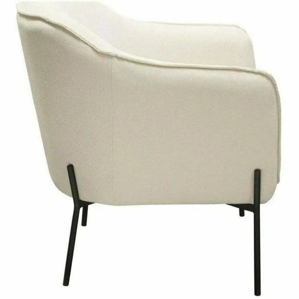 Status Ivory Cream Fabric Accent Chair Black Metal Legs - LOOMLAN - Diamond Sofa - Accent Chairs