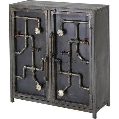 Steampunk Pipes & Gauges Slim Accent Cabinet - LOOMLAN - LOOMLAN - Accent Cabinets