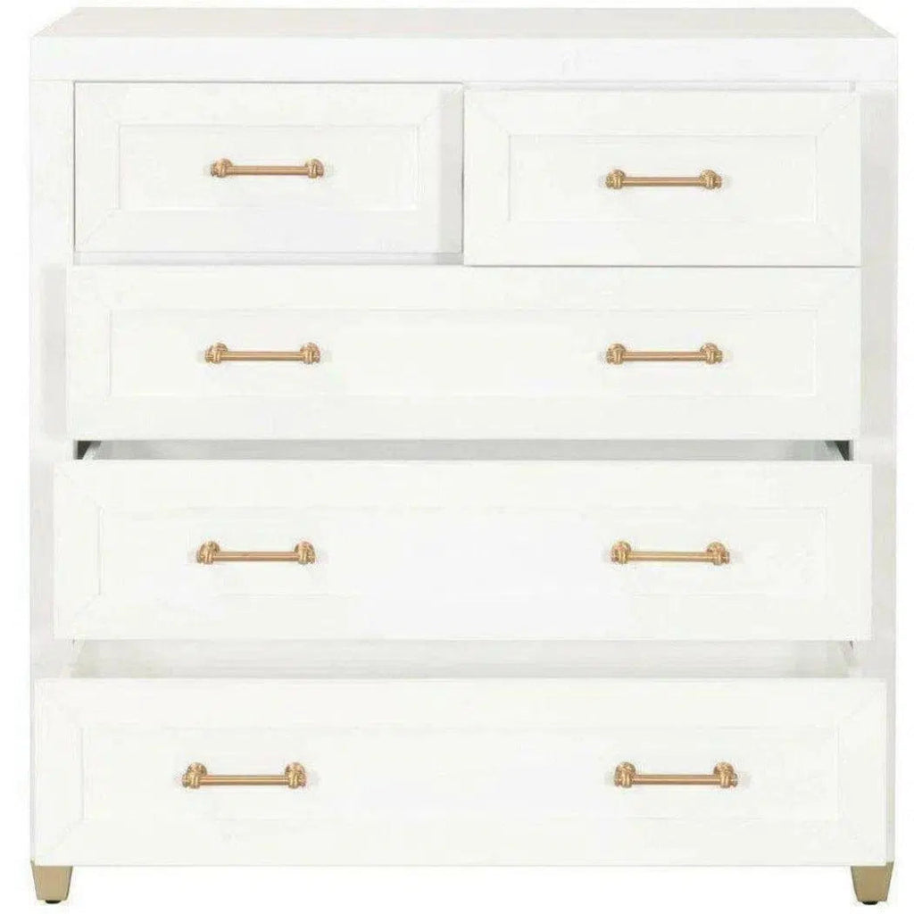 Stella 5 - Drawer Bedroom White Chest of Drawers - LOOMLAN - Essentials For Living - Chests