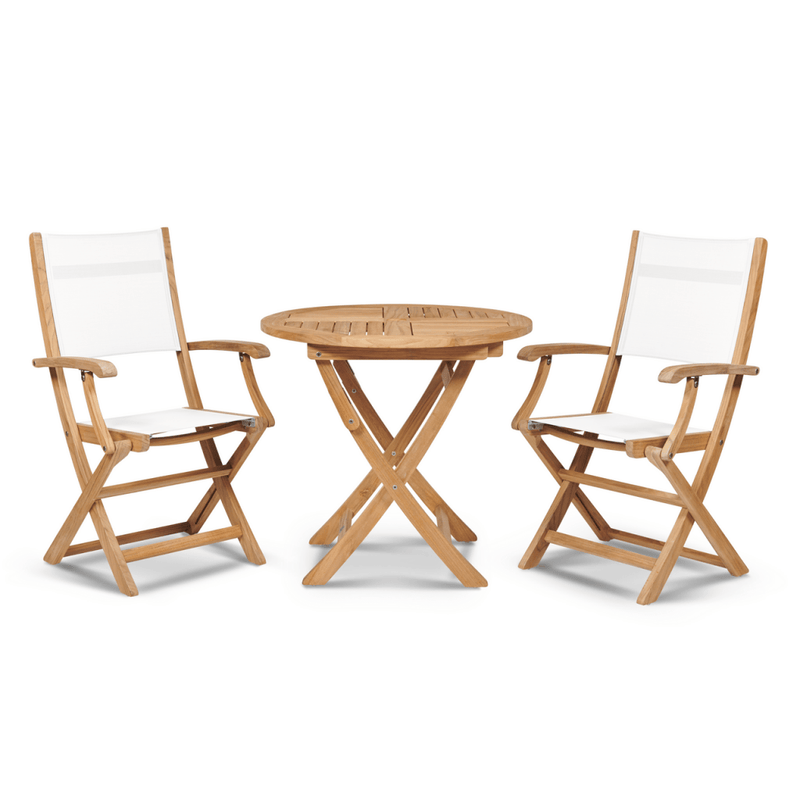 Stella Durable Teak Patio Round Bistro Set 3PC - LOOMLAN - HiTeak - Outdoor Bistro Sets