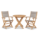 Stella Durable Teak Patio Round Bistro Set 3PC - LOOMLAN - HiTeak - Outdoor Bistro Sets