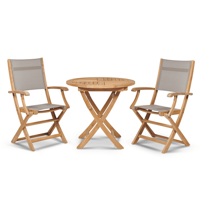 Stella Durable Teak Patio Round Bistro Set 3PC - LOOMLAN - HiTeak - Outdoor Bistro Sets