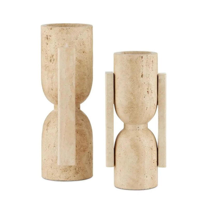 Stone Vase, Face to Face Set of 2 - LOOMLAN - Currey & Co - Vases & Jars