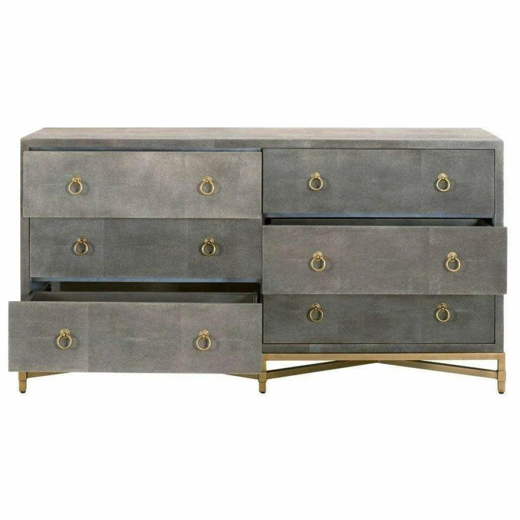 Strand Gray Shagreen 6 - Drawer Double Dresser - LOOMLAN - Essentials For Living - Dressers